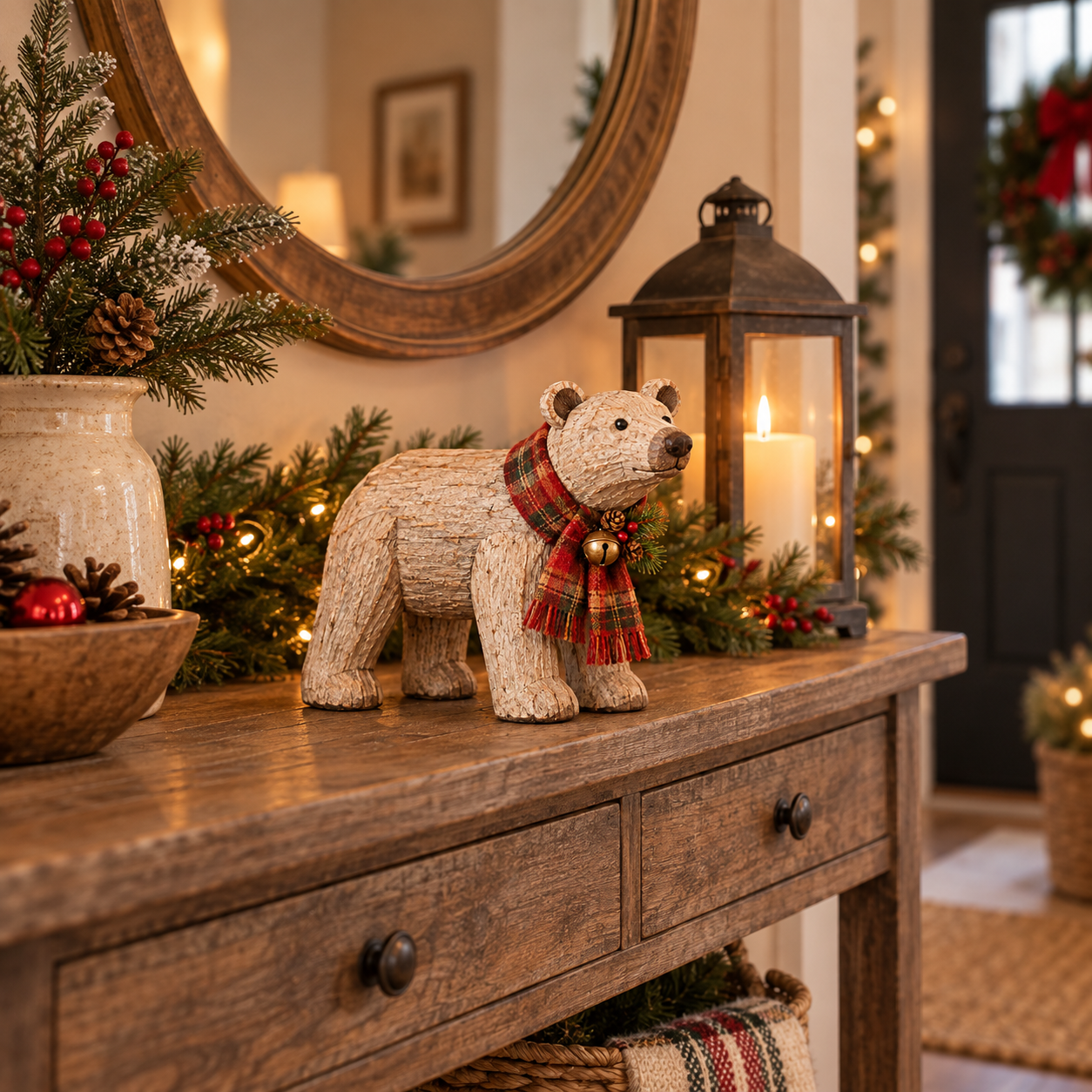 Rustic Christmas Polar Bear Figurine🐻