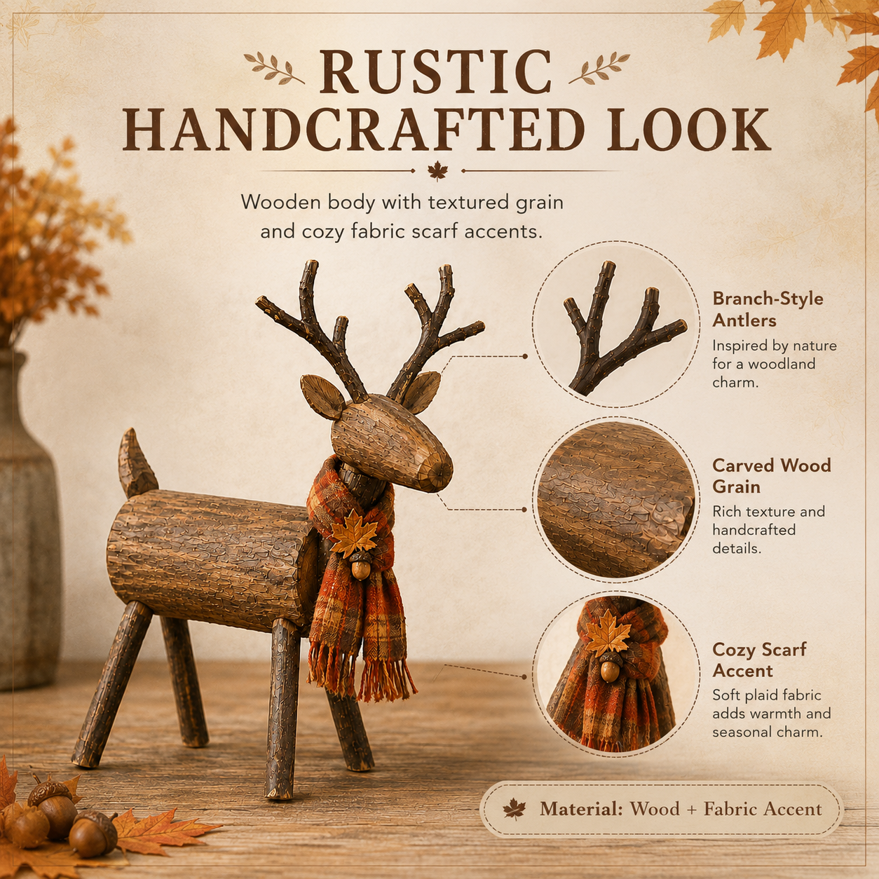 Rustic Wooden Deer Fall Decor