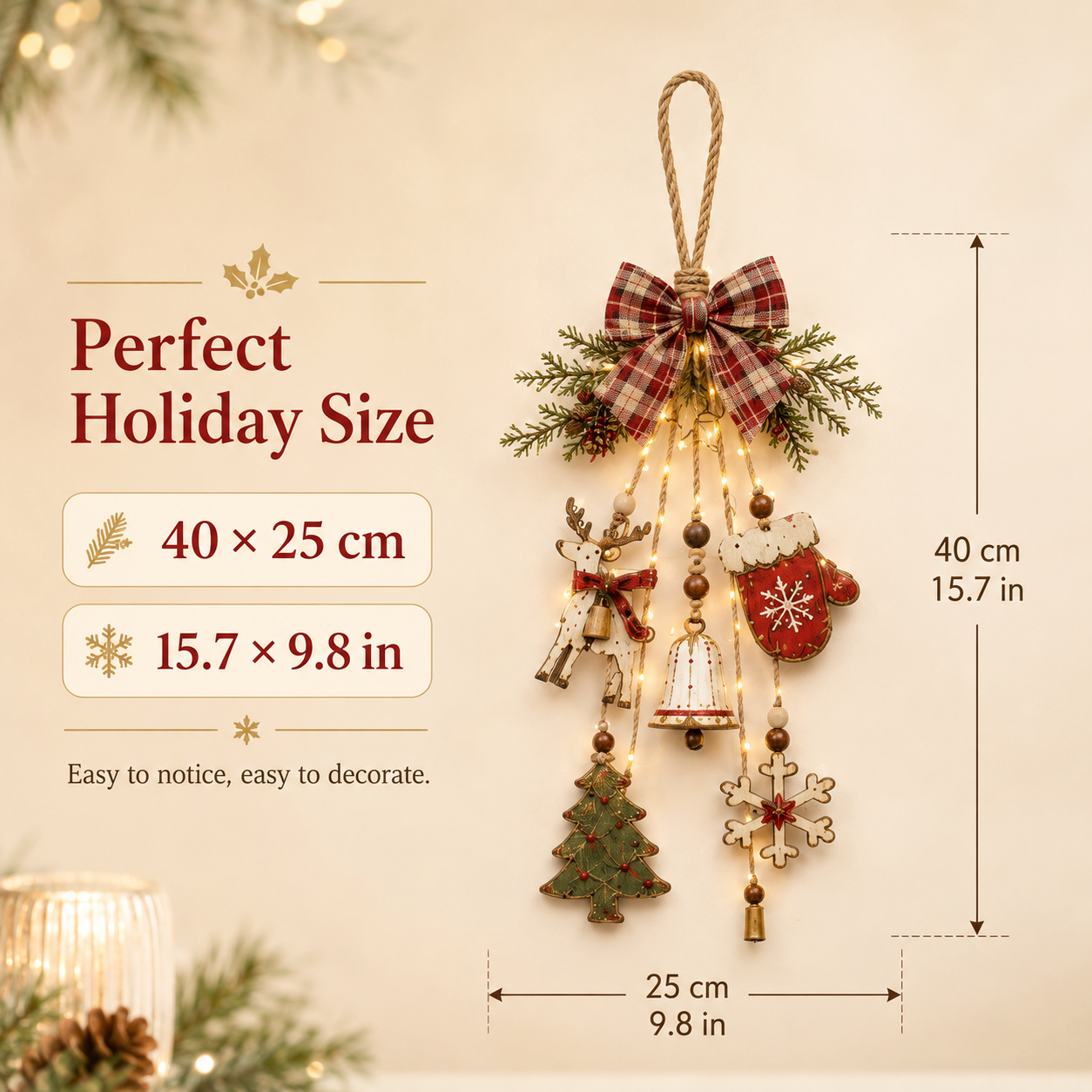Lighted Rustic Christmas Hanging Decoration