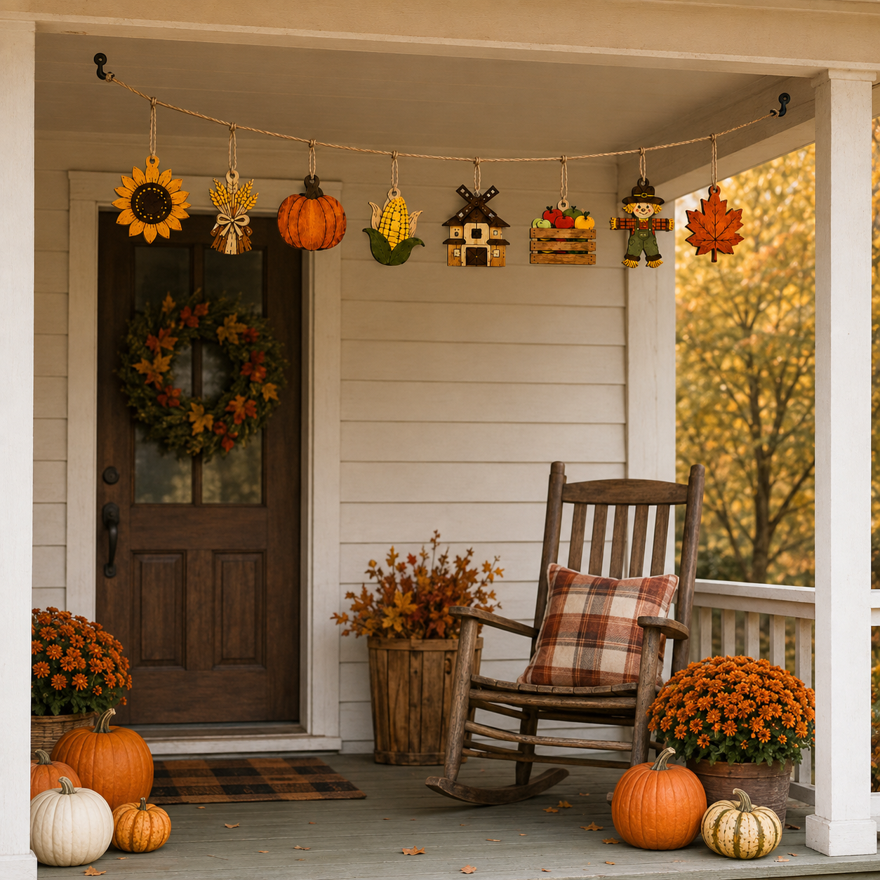 🍁Fall Harvest Wooden Garland Set