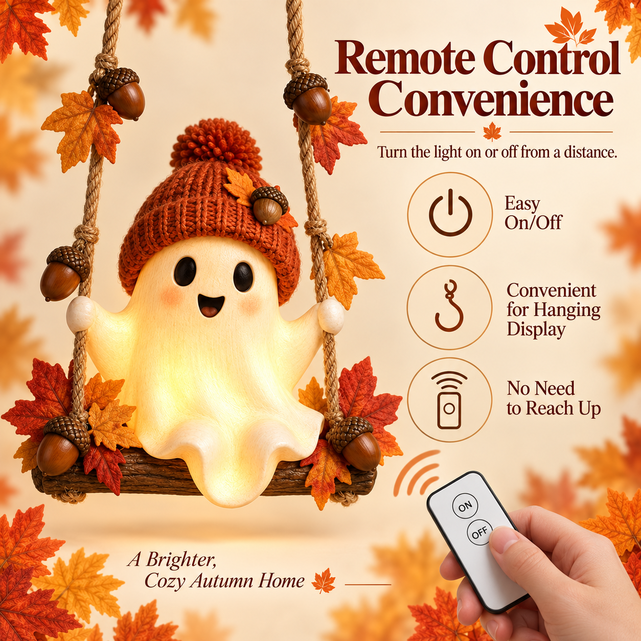 Lighted Fall Ghost Swing Hanging Decor🍂