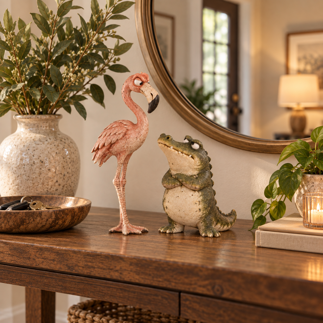 🦩Funny Flamingo & Crocodile Resin Figurines