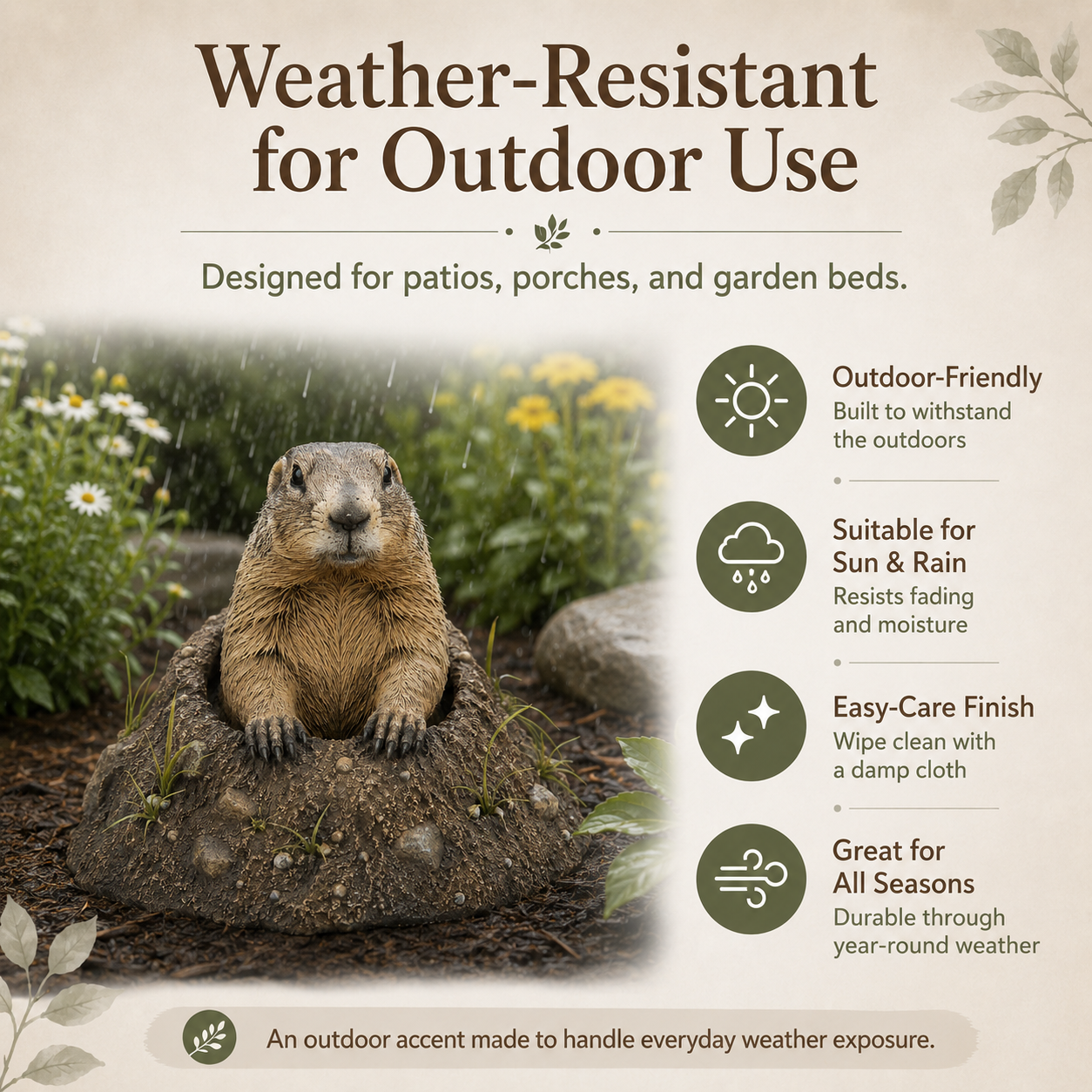 Groundhog Garden Statue