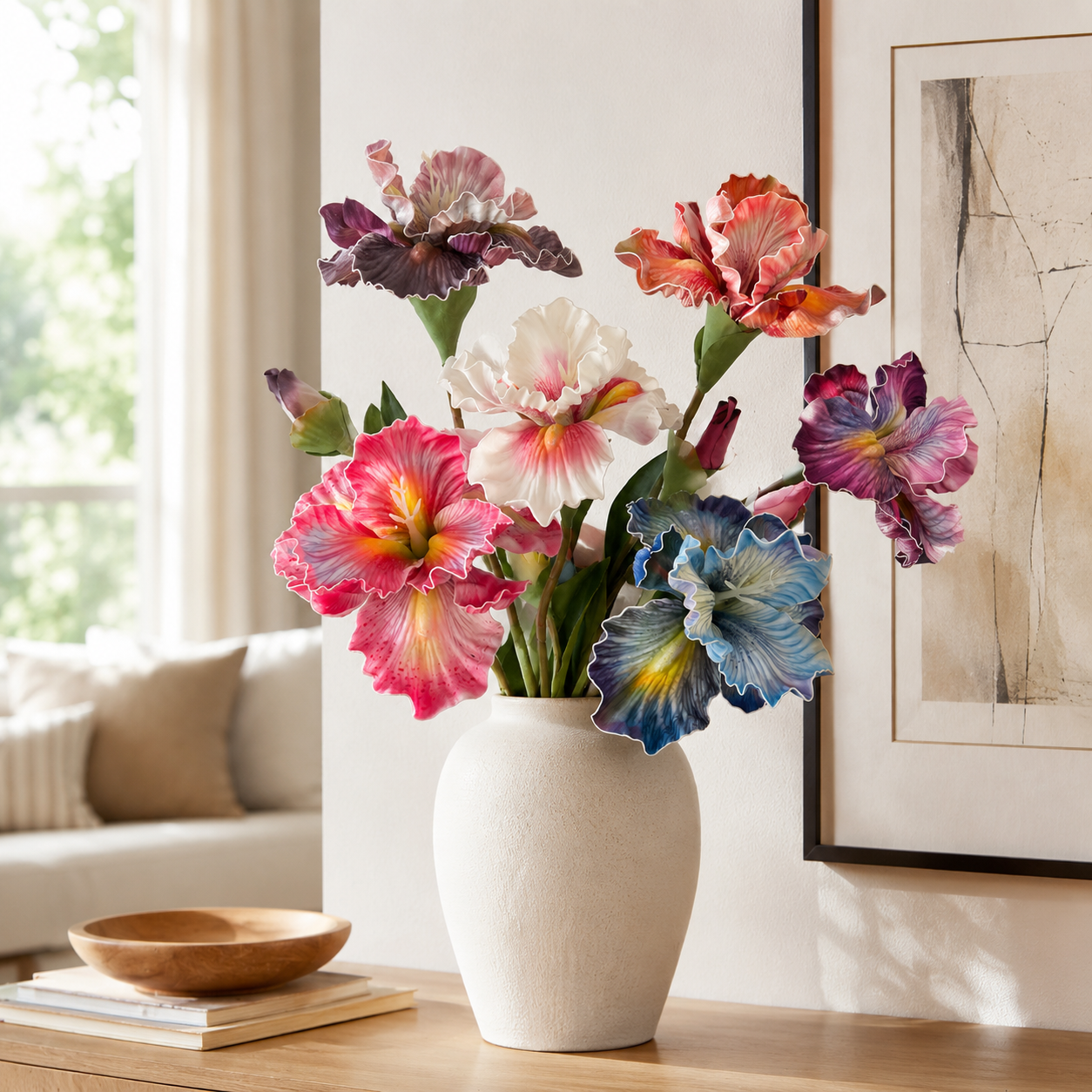 Artificial Iris Flowers｜Realistic Faux Iris Flower Stems for Home Decor