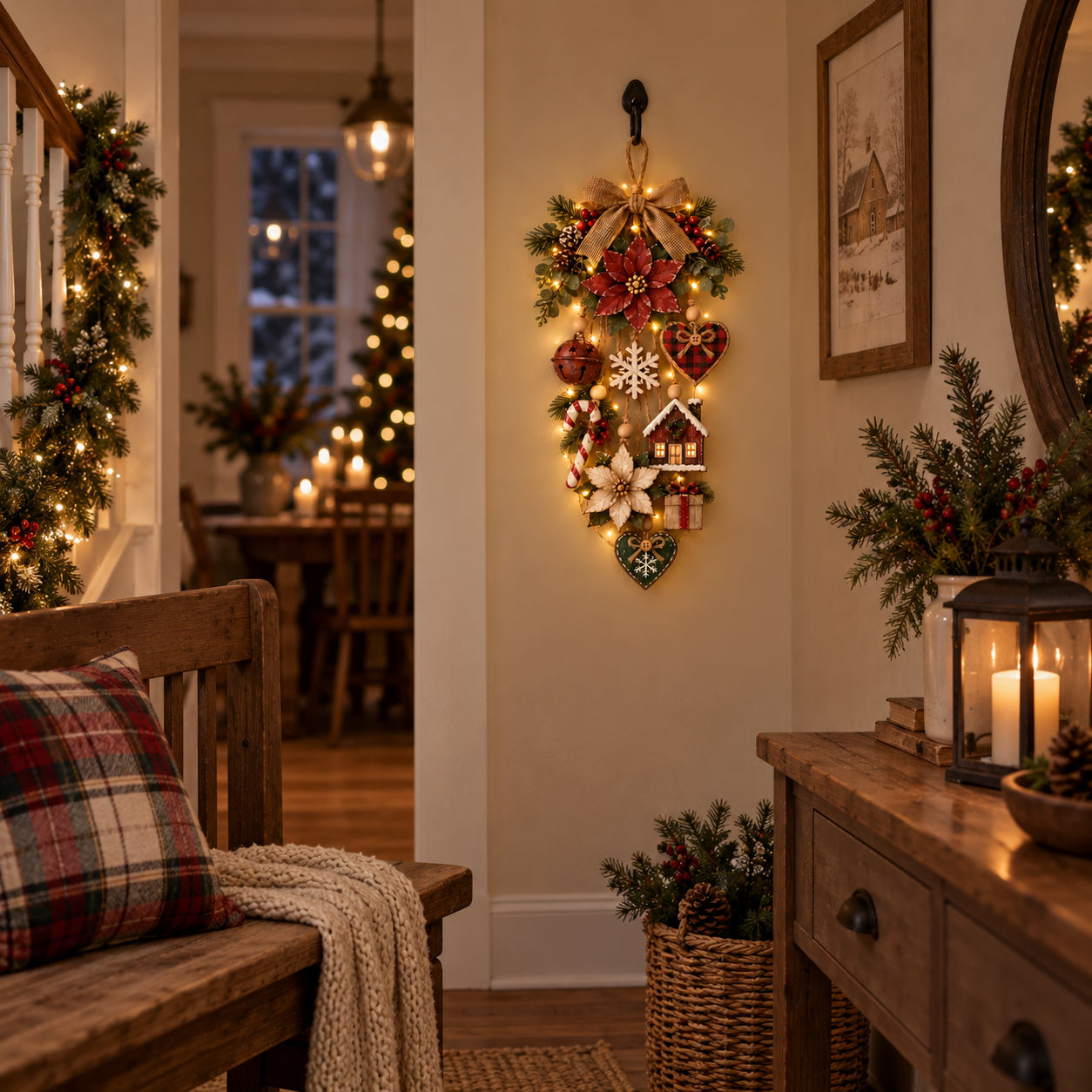 🎄Rustic Lighted Christmas Hanging Wall Decor