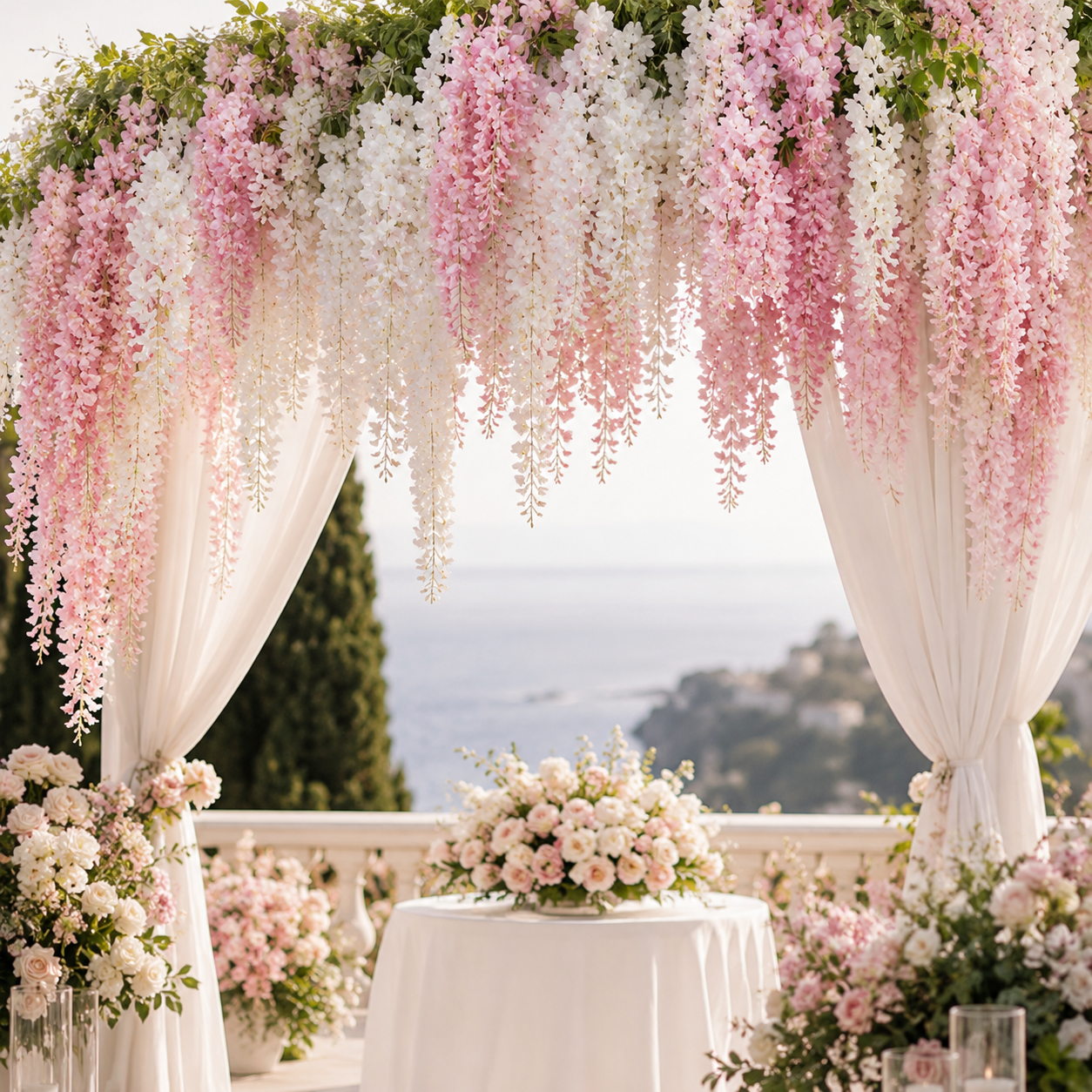 Artificial Hanging Wisteria Flower Decorations – Realistic Faux Vine for Indoor & Outdoor Décor