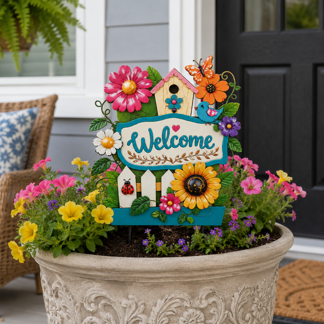 Welcome every guest with colorful flowers and a warm, inviting glow 🏡✨