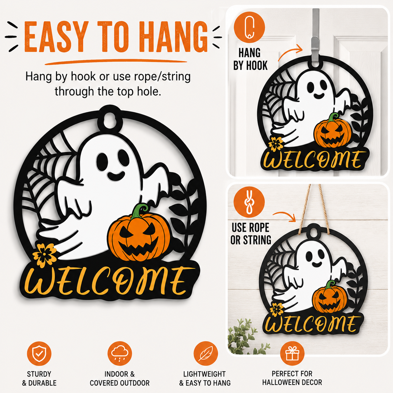 Welcome Halloween with a Cute Ghost Door Sign 🎃👻