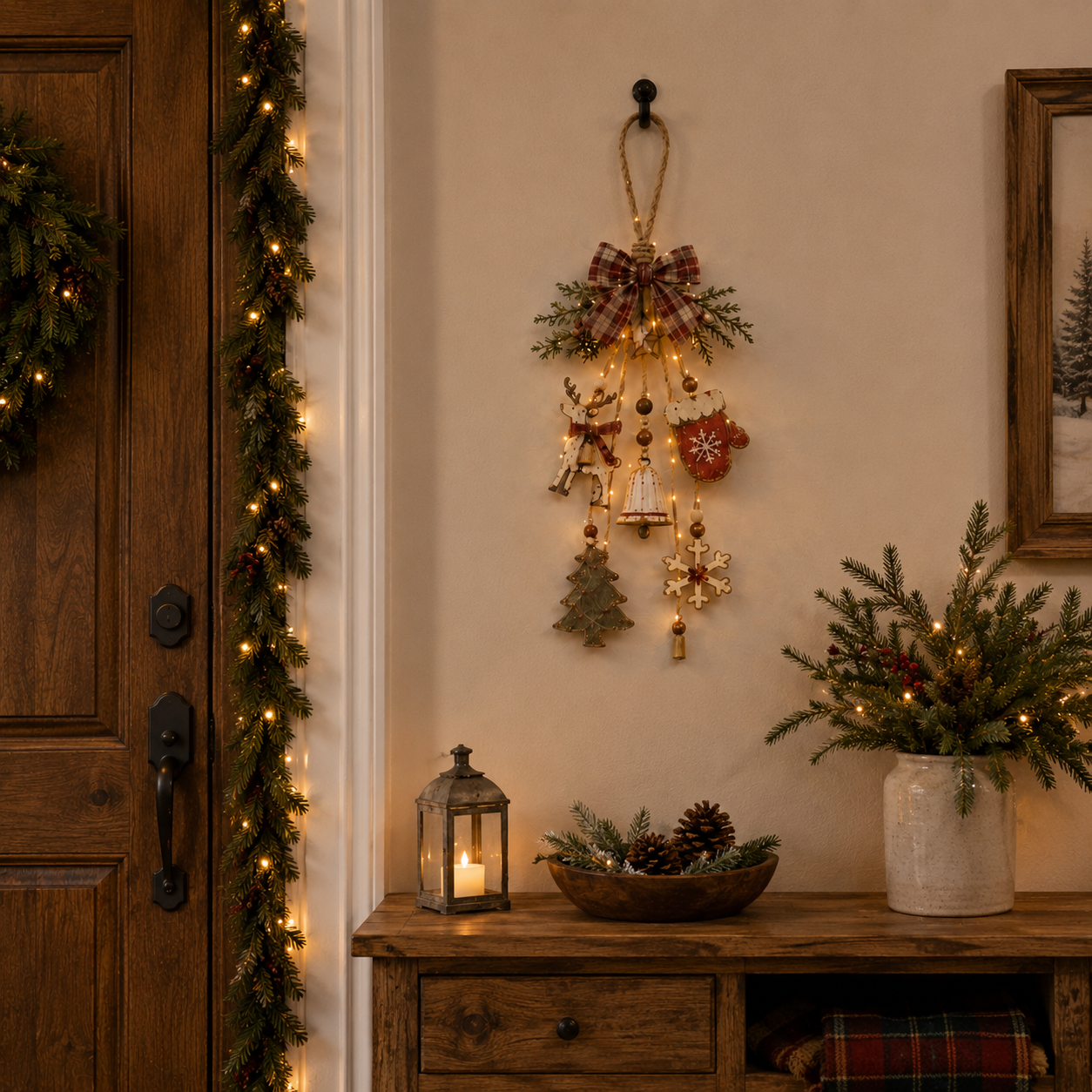 Lighted Rustic Christmas Hanging Decoration