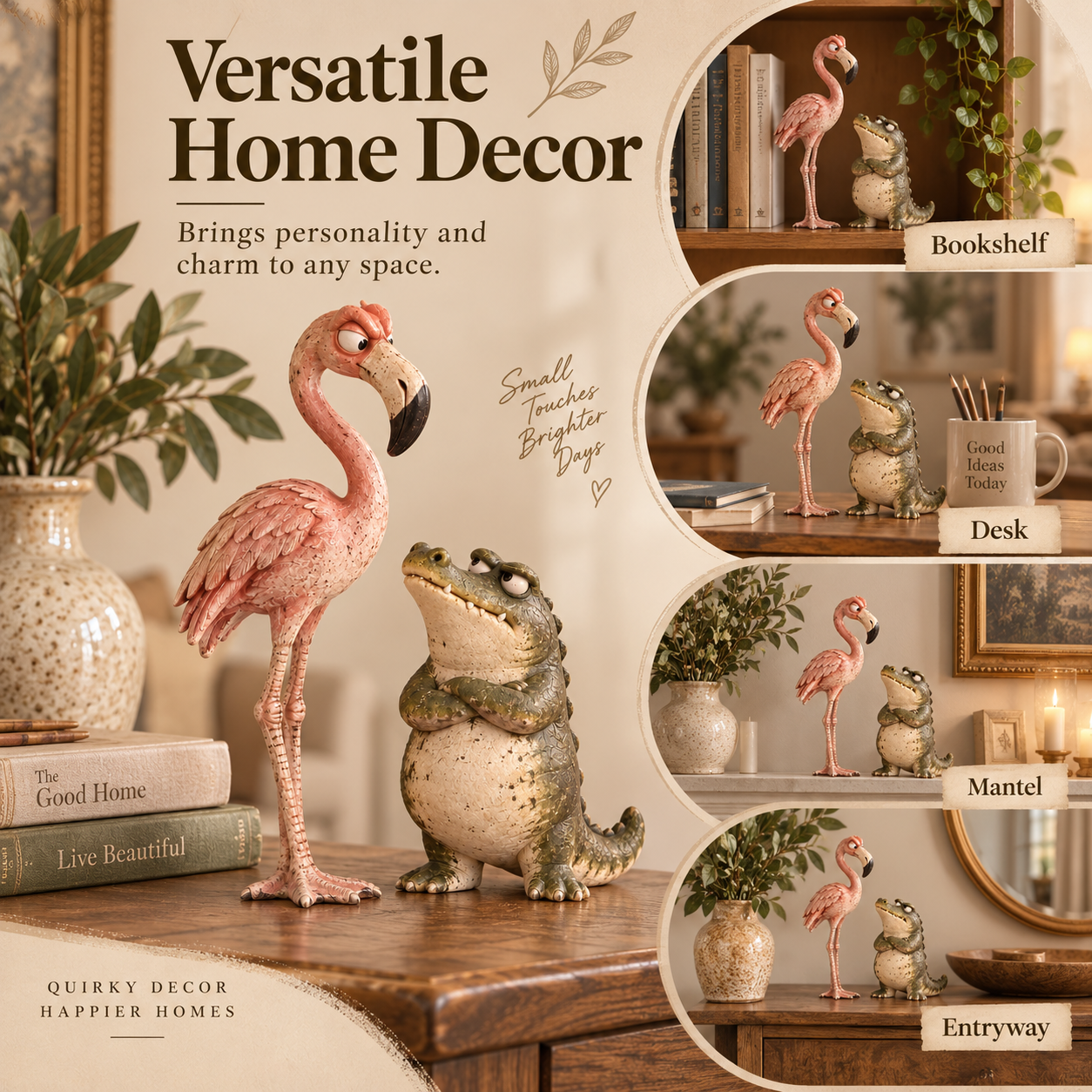 🦩Funny Flamingo & Crocodile Resin Figurines
