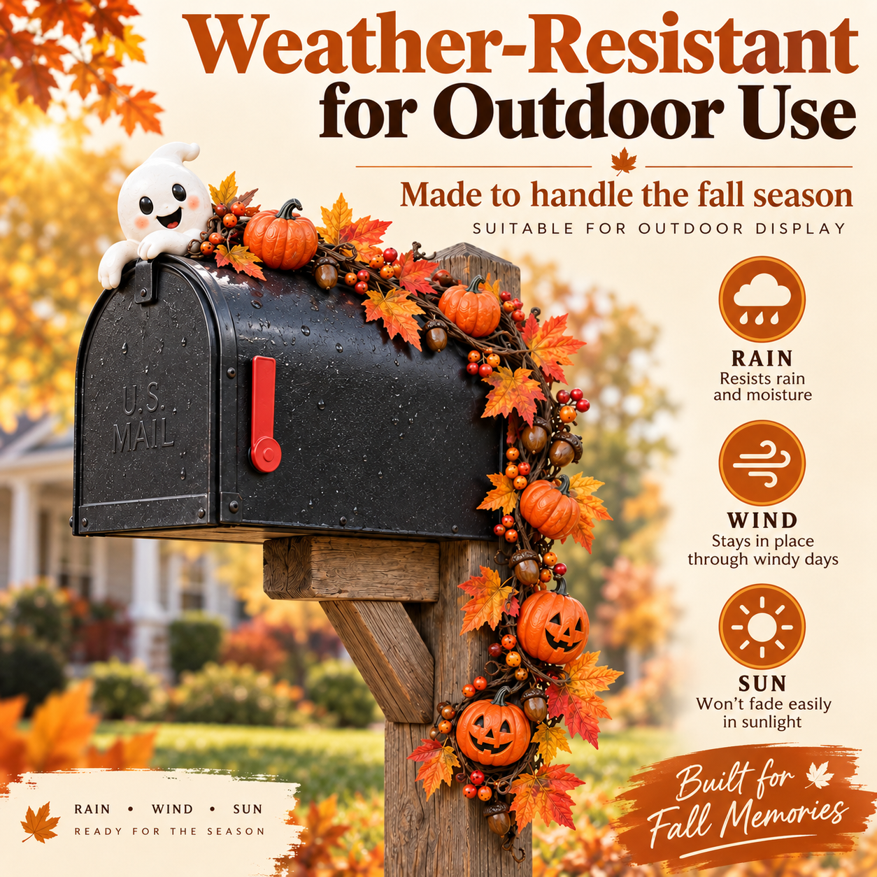Fall Ghost & Pumpkin Mailbox Decoration🎃