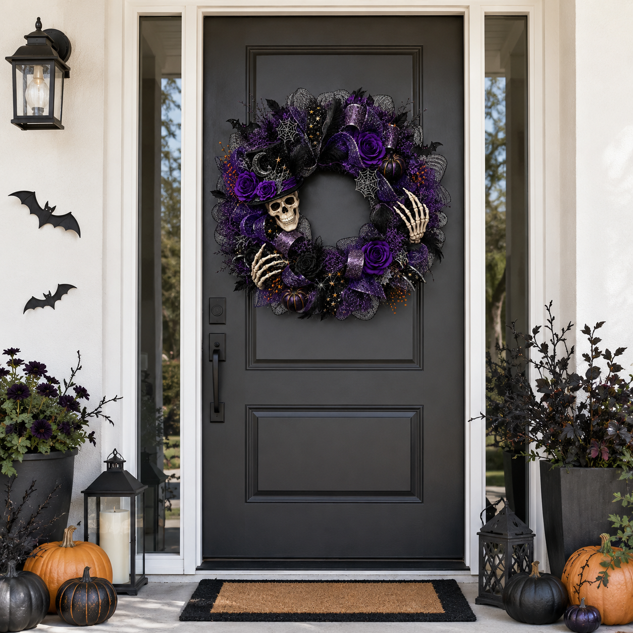 Light Up Halloween with a Spellbinding Purple Gothic Wreath 💀💜🎃✨