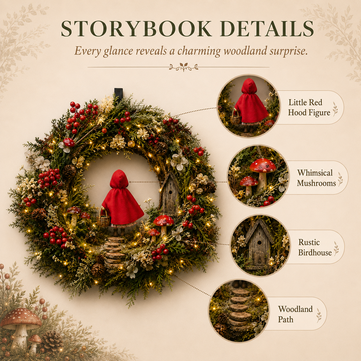 Little Red Riding Hood Enchanted Forest Light-Up Wreath