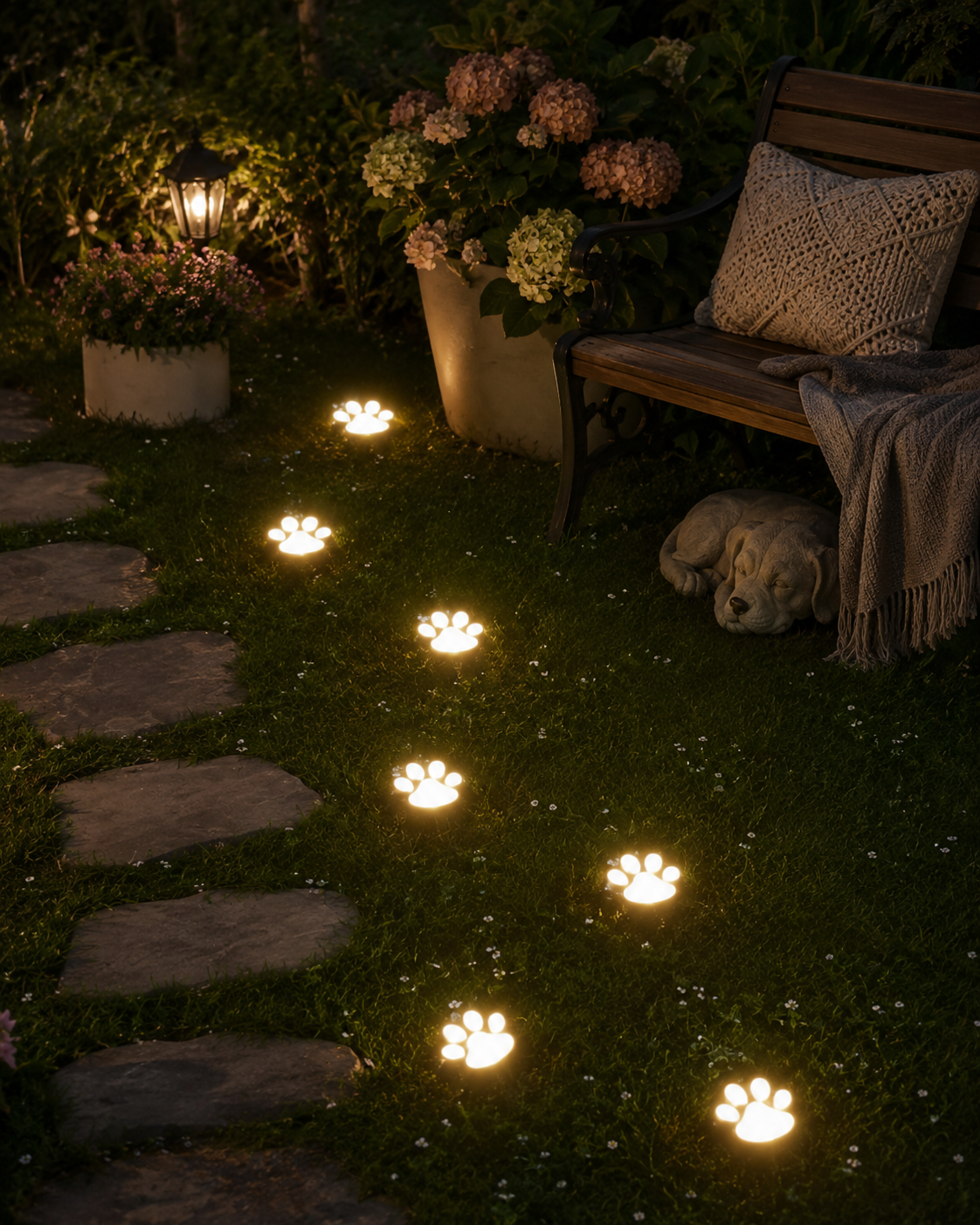 Paw Print Garden Lights 🐾✨