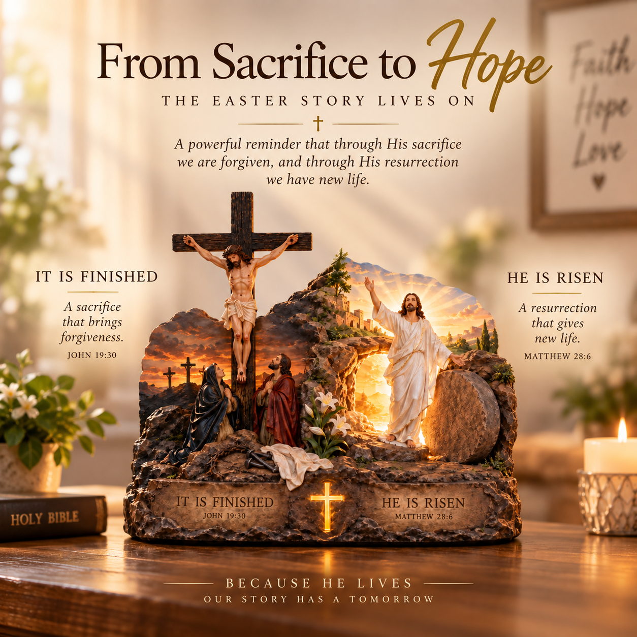 Jesus Crucifixion & Resurrection Christian Decor✝️