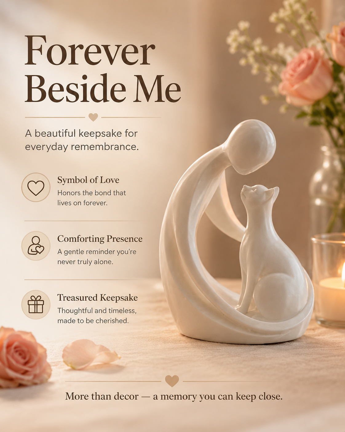 Forever Beside Me Cat Memorial Figurine