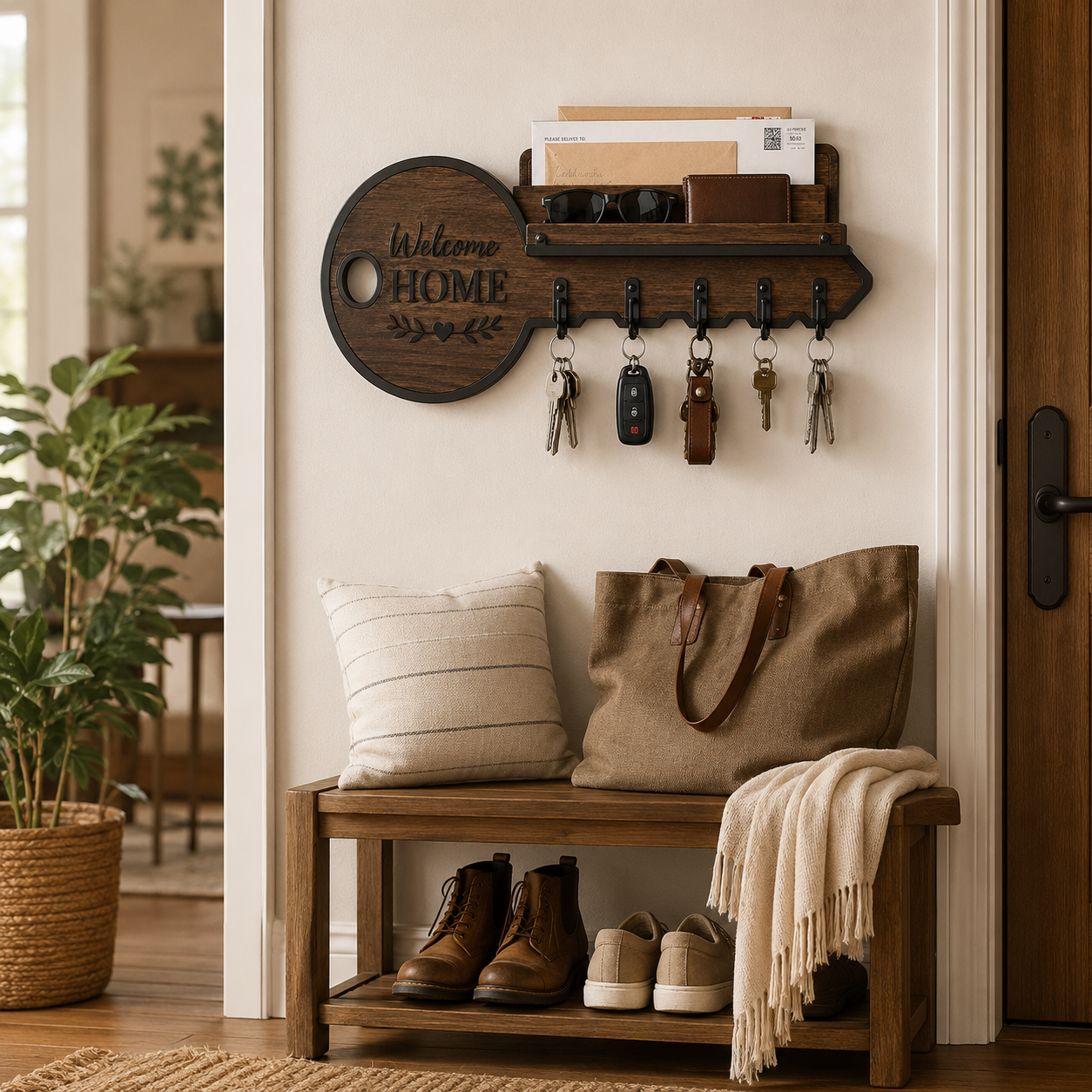 Rustic Welcome Home Key Holder for a Neater Entryway 🔑🏡