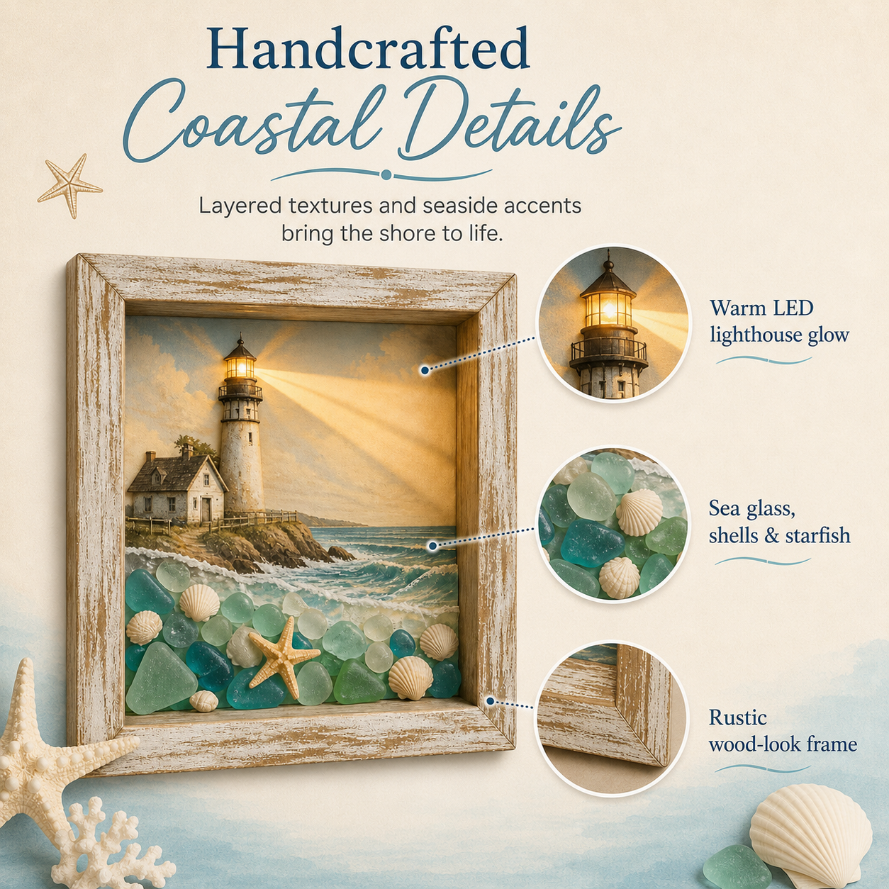 🌊 Lighted Coastal Lighthouse Shadow Box Wall Art ✨