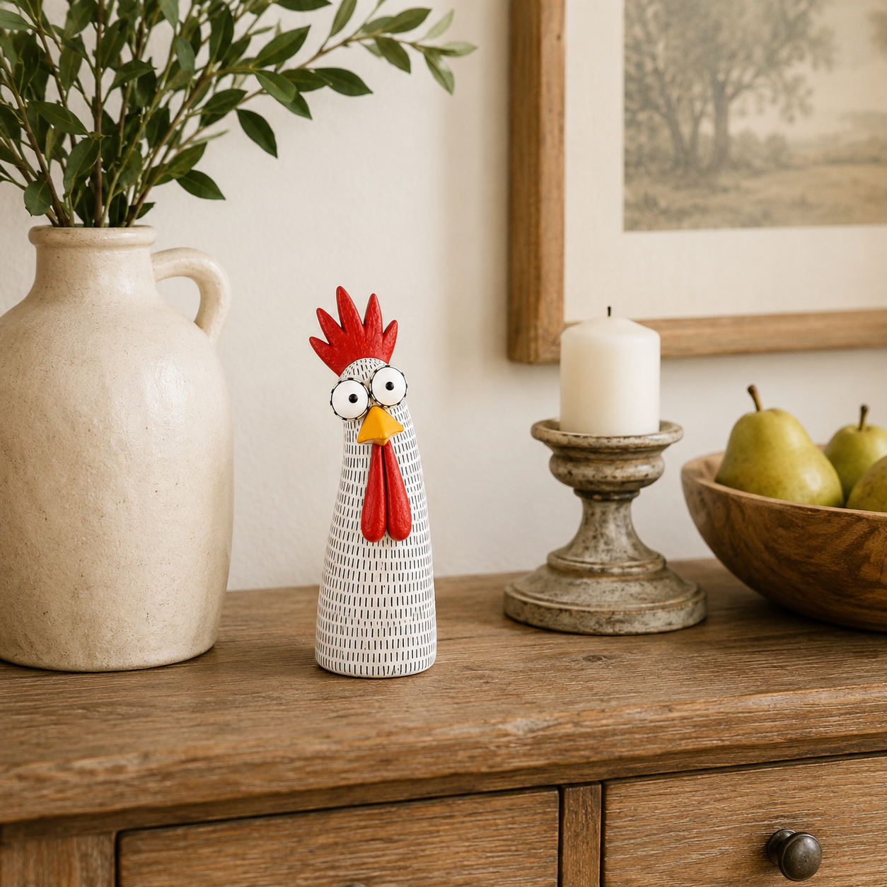 Whimsical Big-Eyed Chicken Resin Figurine 🐔✨