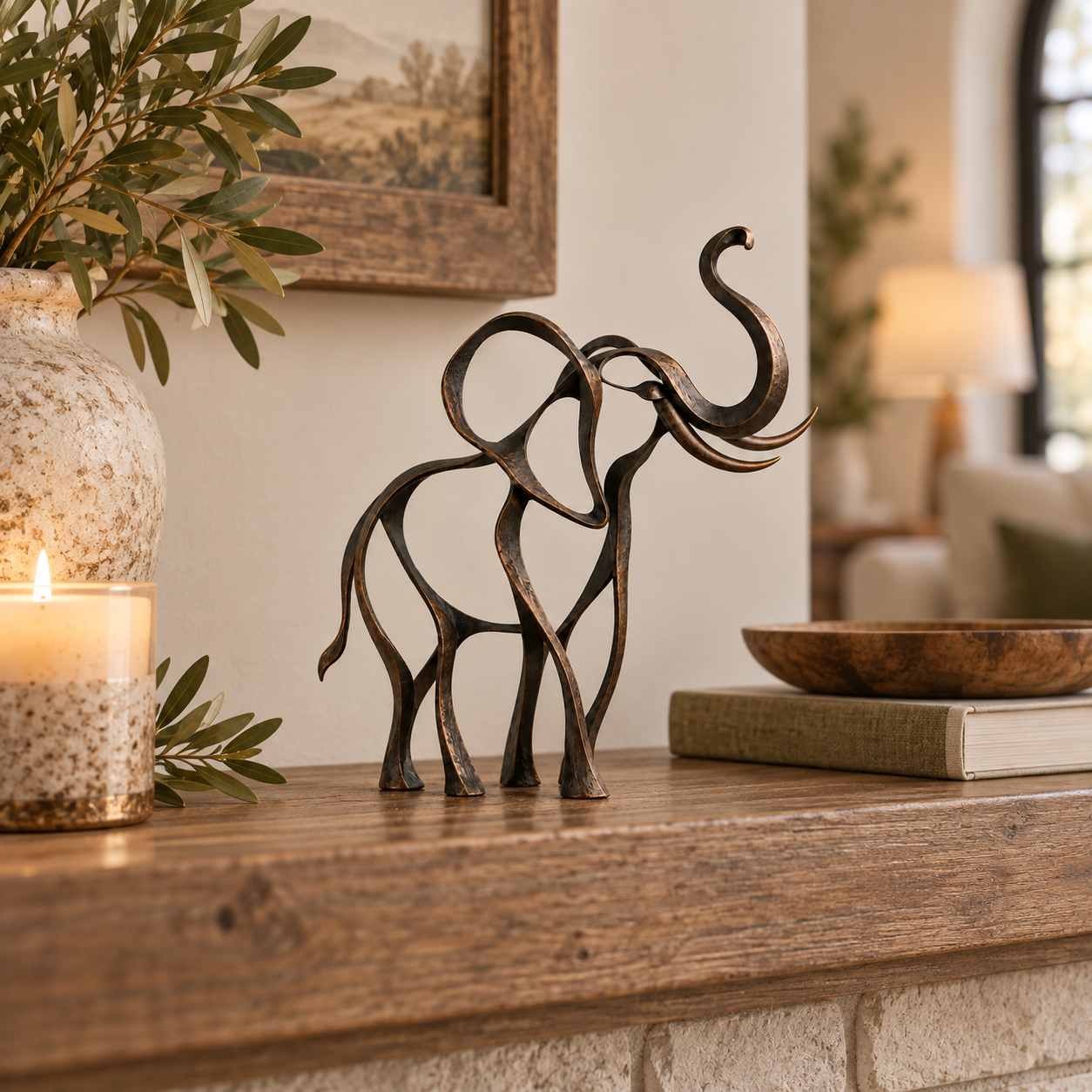 Abstract Iron Elephant Sculpture🐘