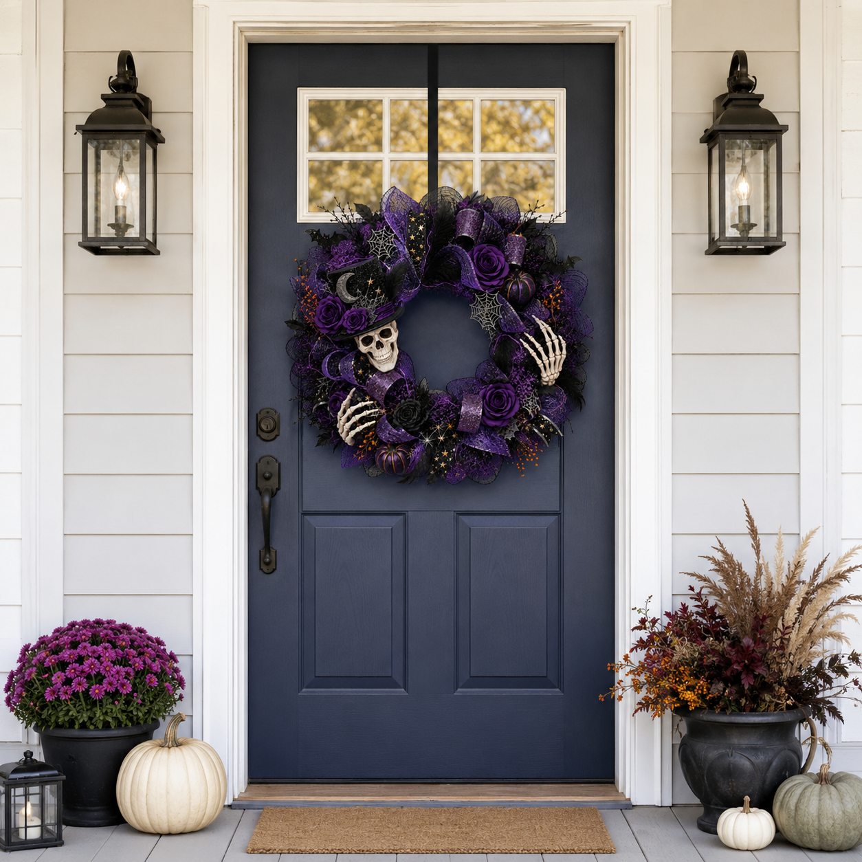Light Up Halloween with a Spellbinding Purple Gothic Wreath 💀💜🎃✨