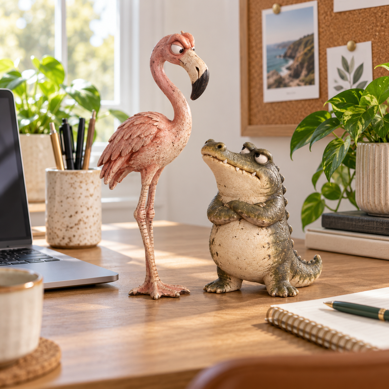 🦩Funny Flamingo & Crocodile Resin Figurines