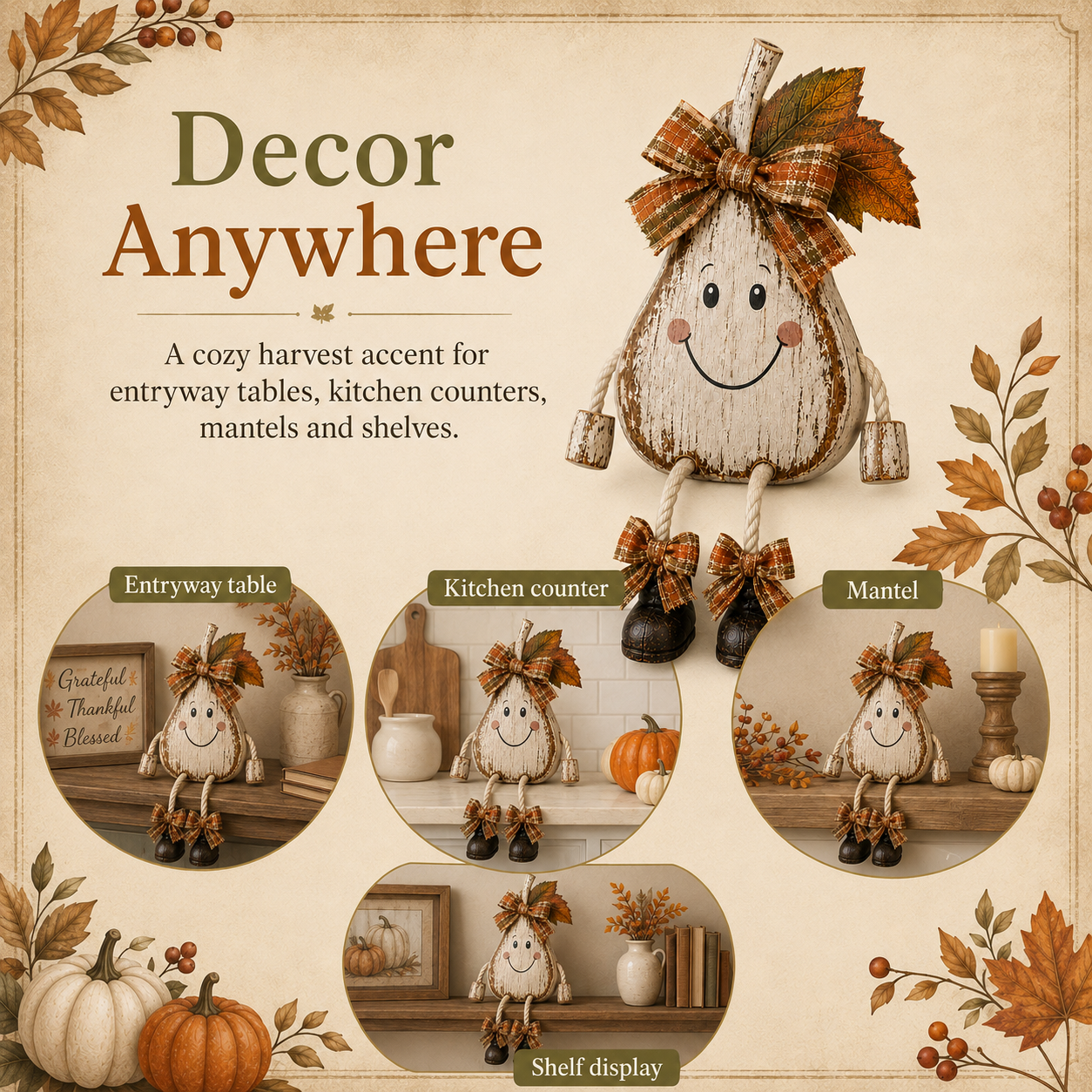 Rustic Fall Pear Shelf Sitter