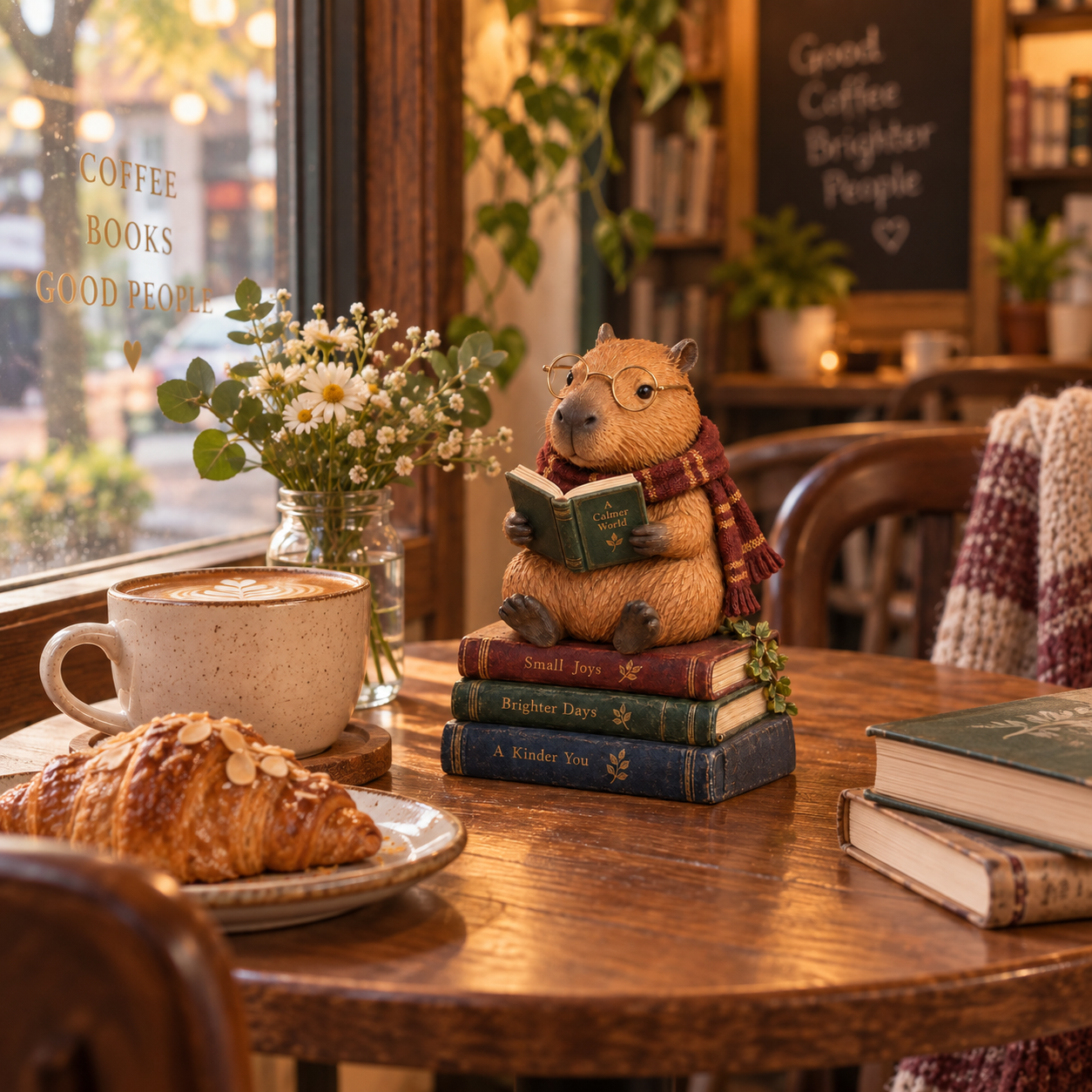Capybara Reading Figurine