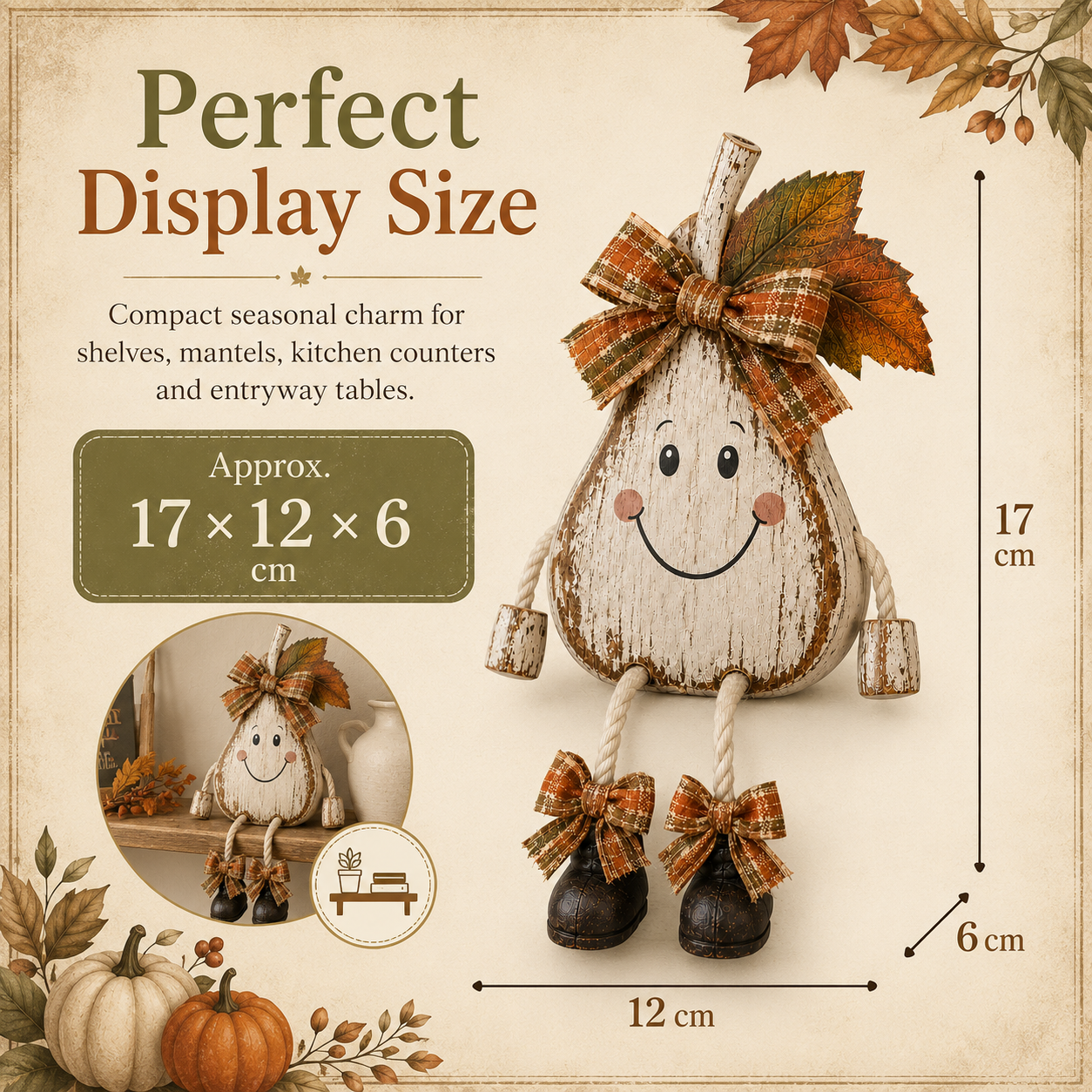 Rustic Fall Pear Shelf Sitter