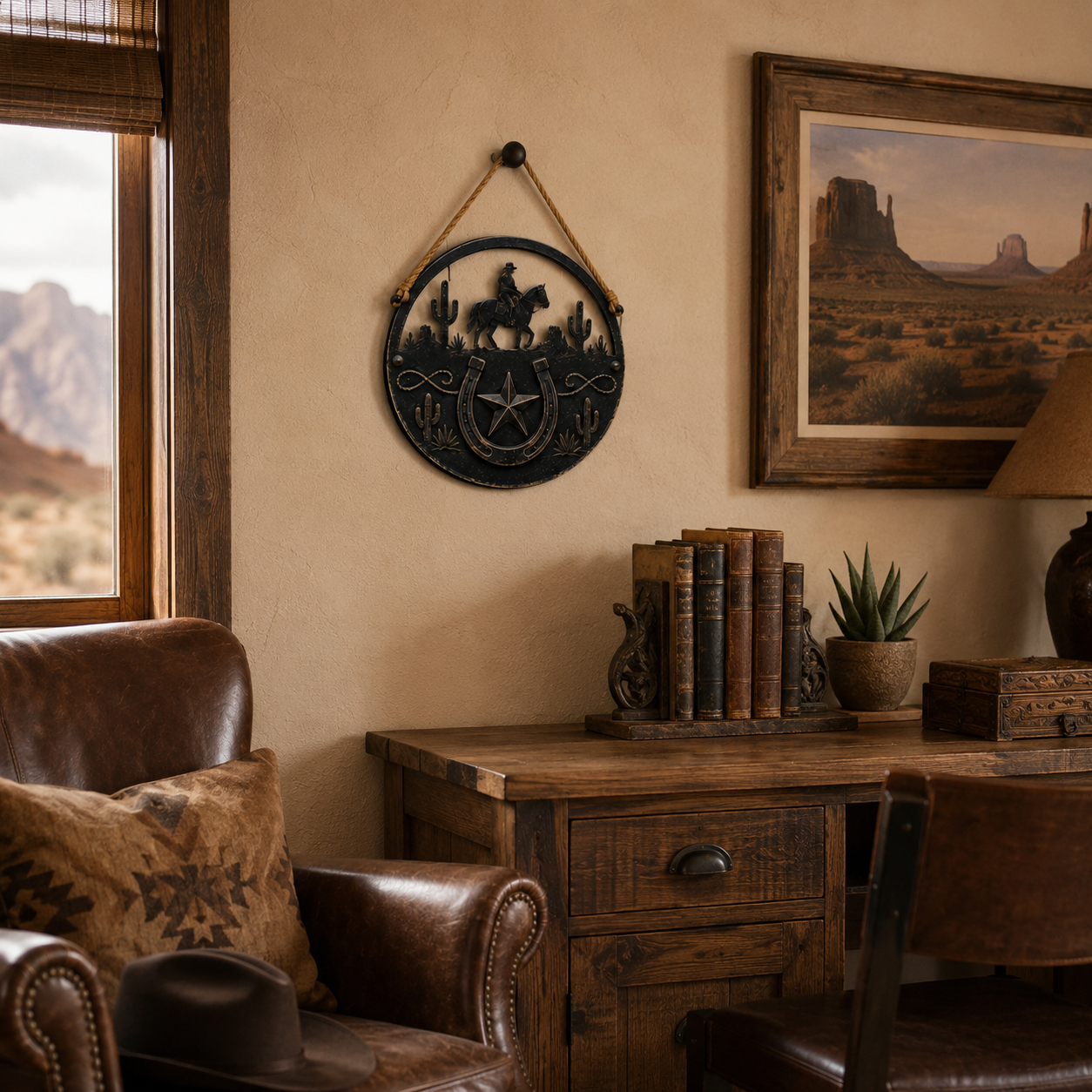 Western Cowboy Wooden Door Hanger