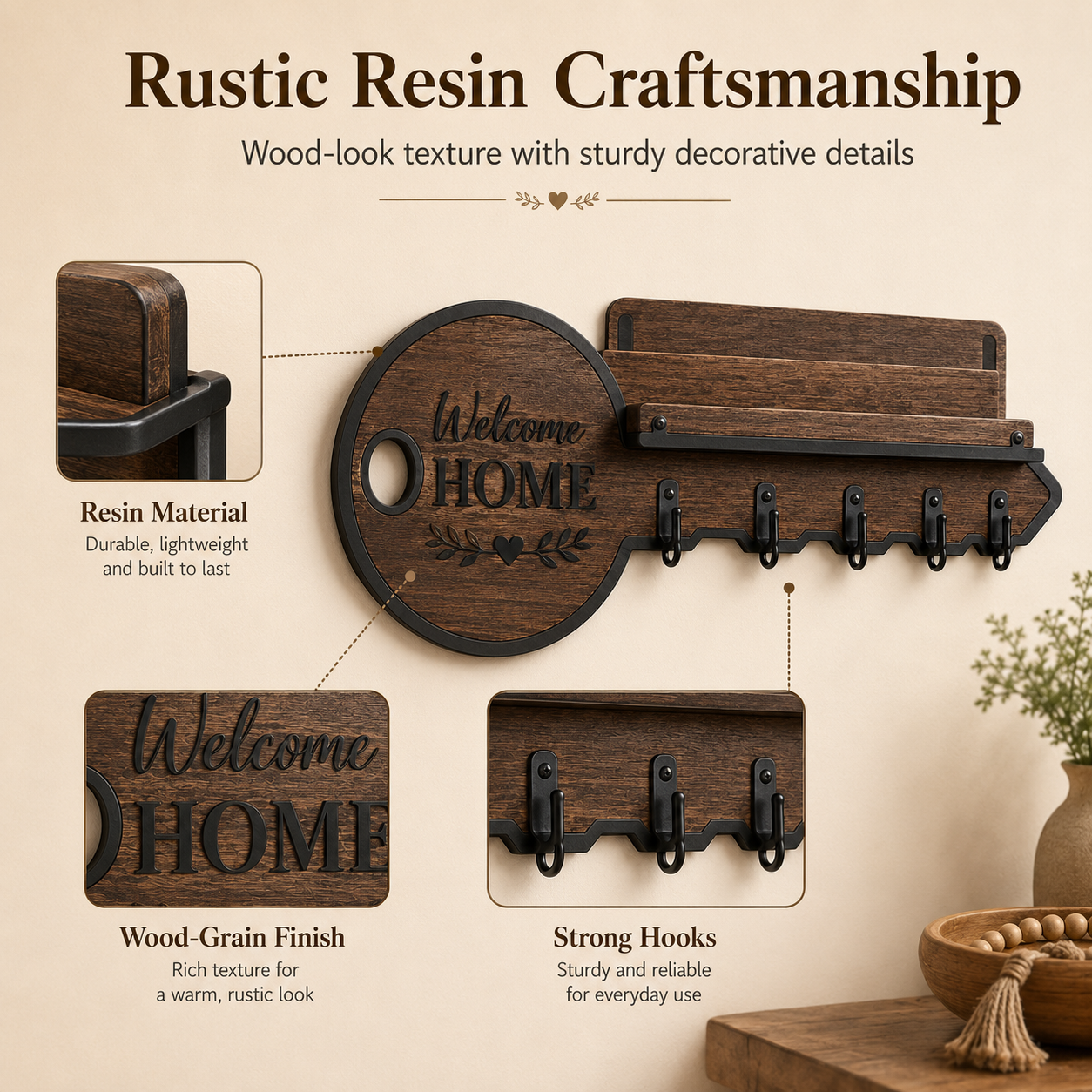 Rustic Welcome Home Key Holder for a Neater Entryway 🔑🏡