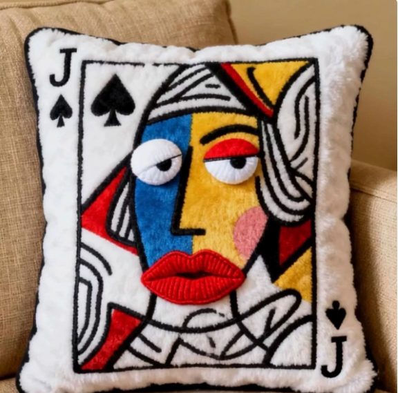 Whimsical Plush Playing Card Pillow – King / Jack / Queen Design