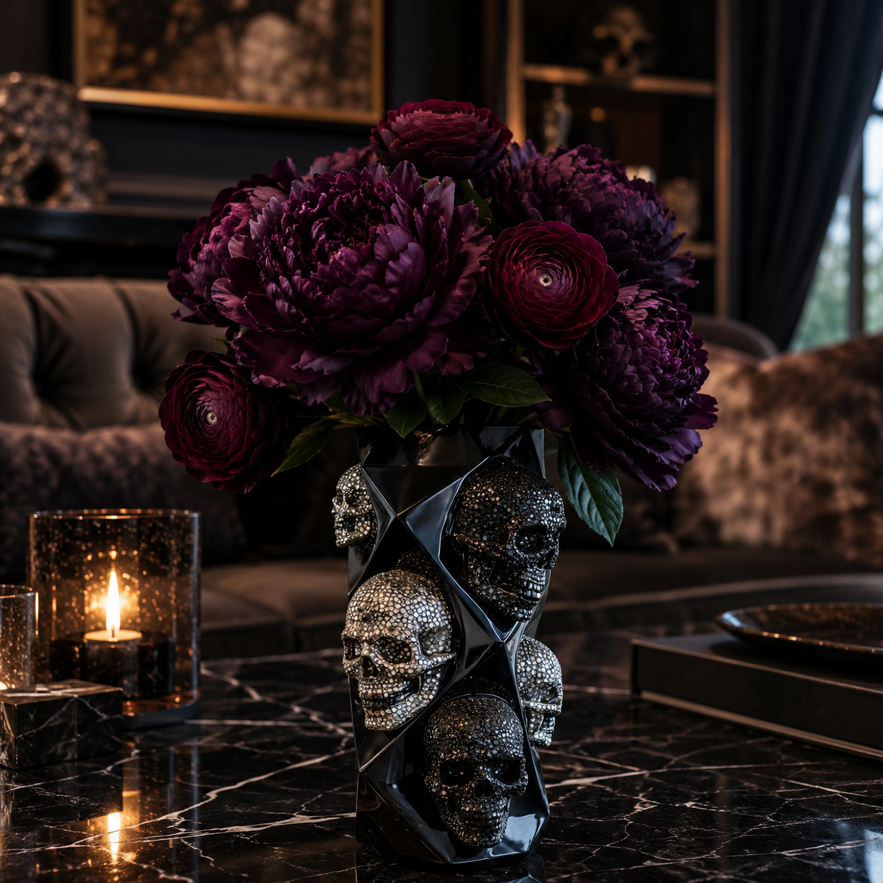 Gothic Skull Resin Vase for Dark Floral Decor 🖤💀
