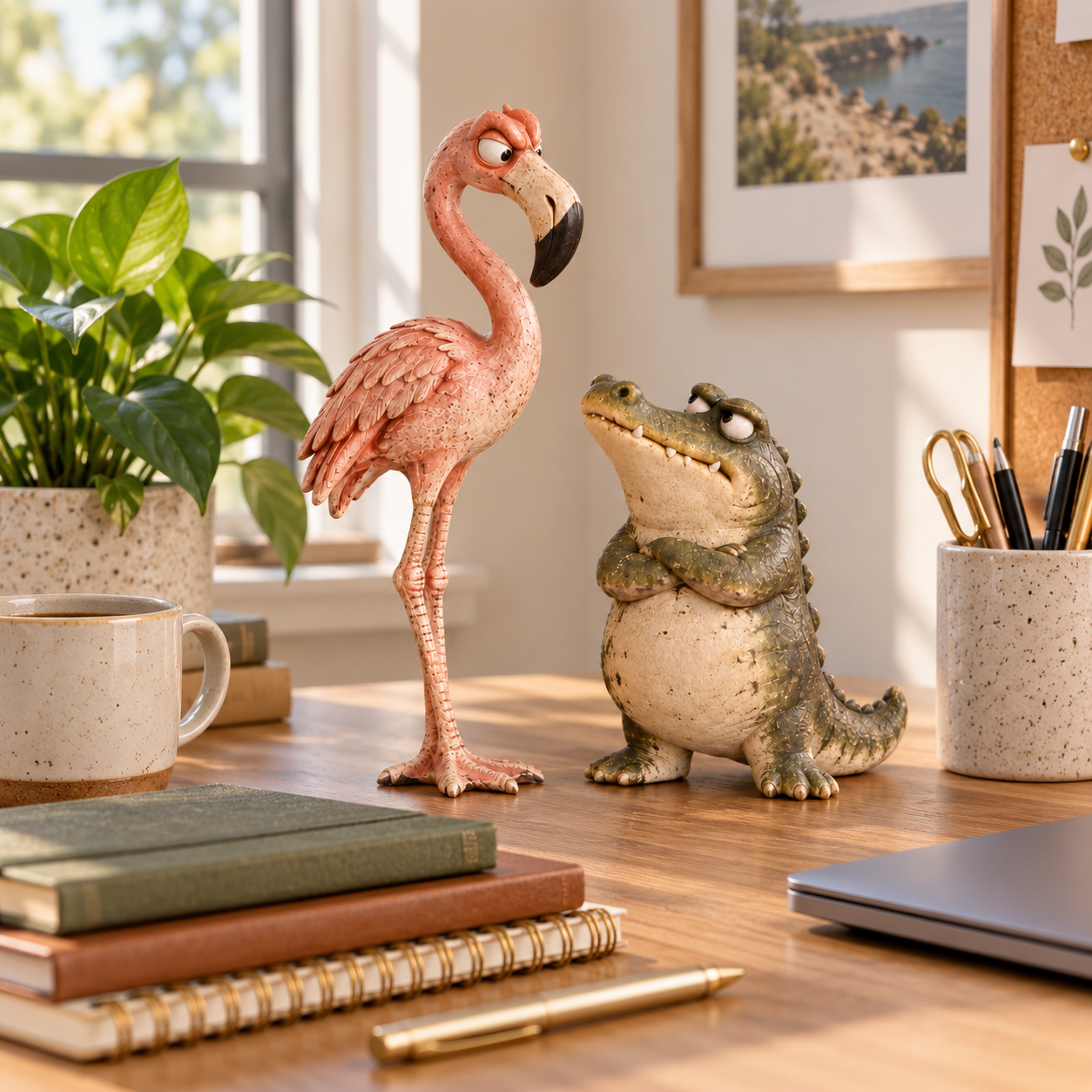 🦩Funny Flamingo & Crocodile Resin Figurines