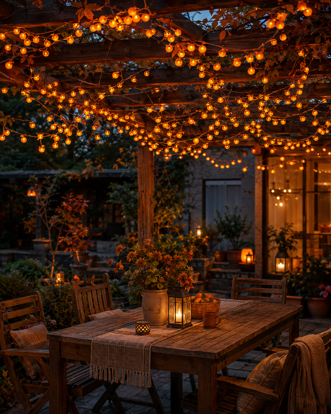 🍊 Solar Persimmon Lights