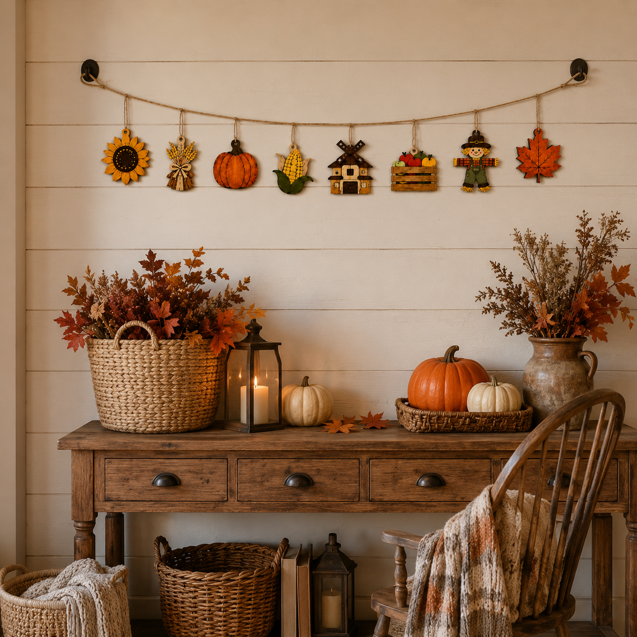🍁Fall Harvest Wooden Garland Set