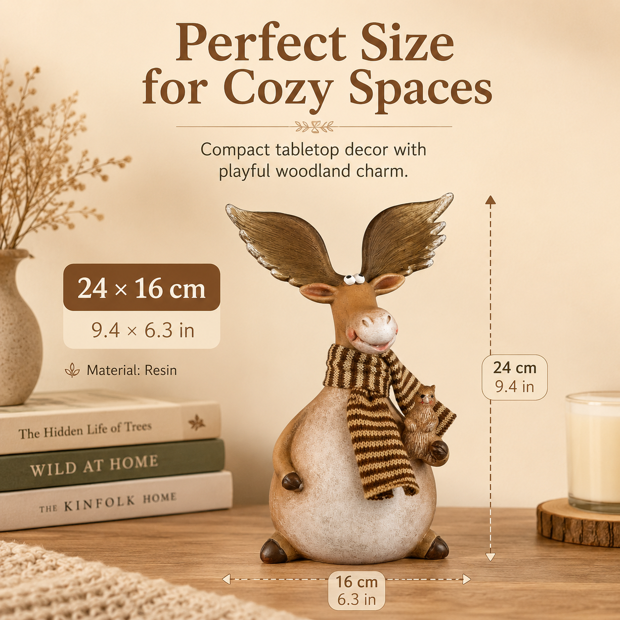 Whimsical Moose & Squirrel Resin Figurine – Funny Woodland Tabletop Décor 🐿️