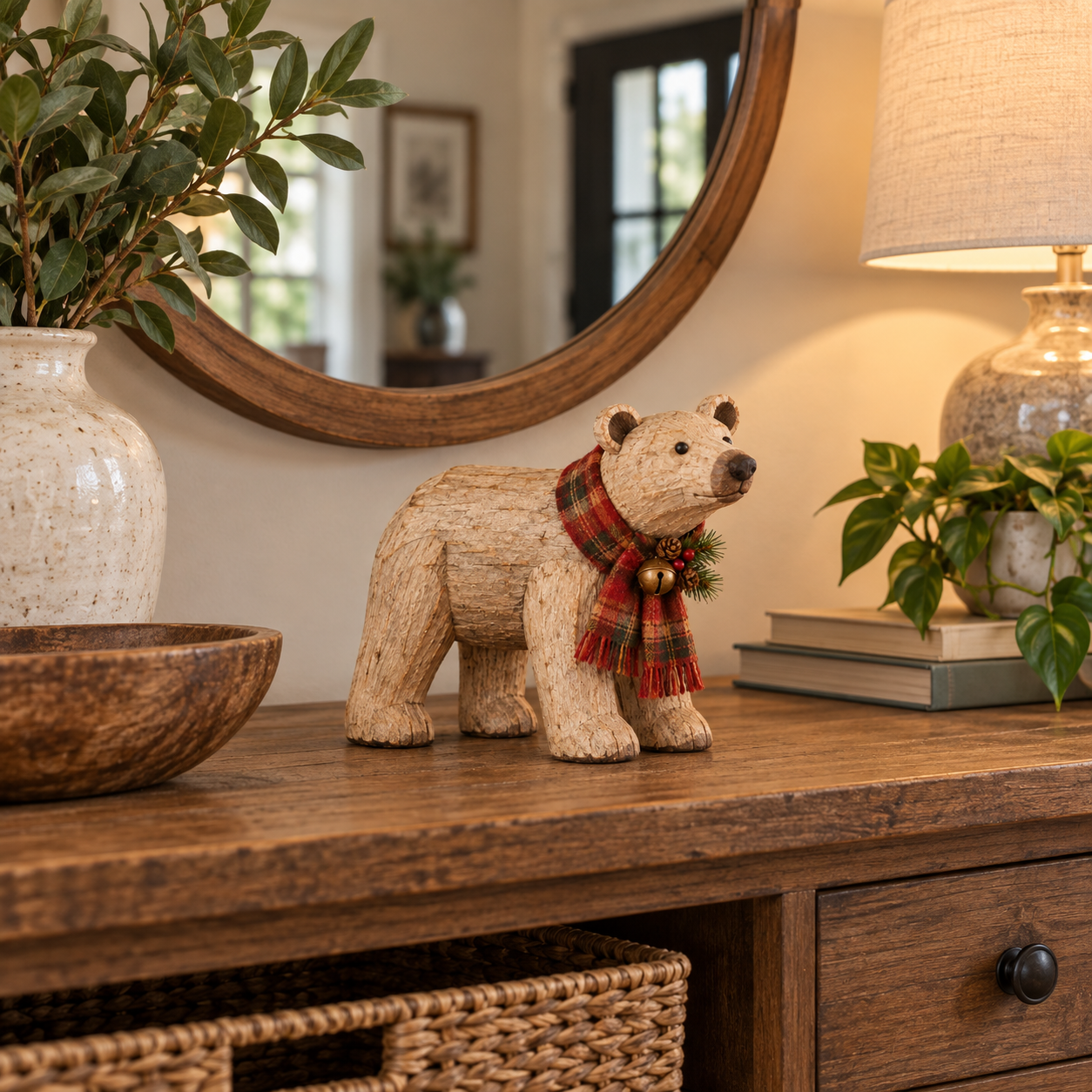 Rustic Christmas Polar Bear Figurine🐻