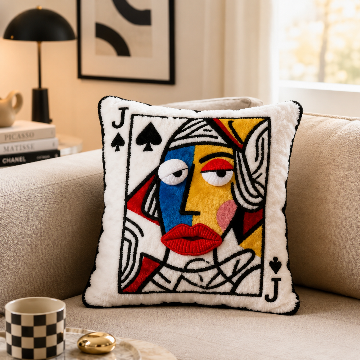 Whimsical Plush Playing Card Pillow – King / Jack / Queen Design