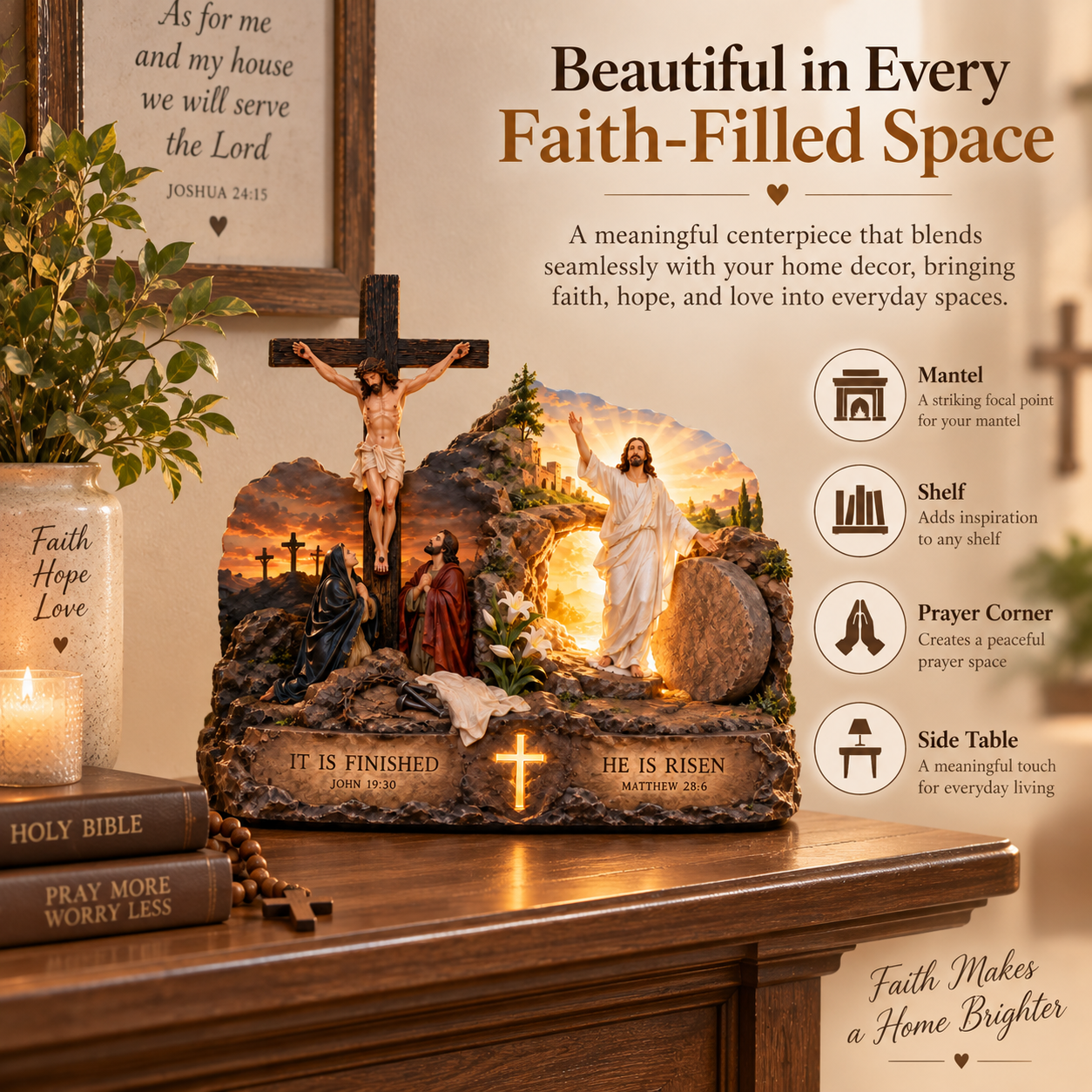 Jesus Crucifixion & Resurrection Christian Decor✝️