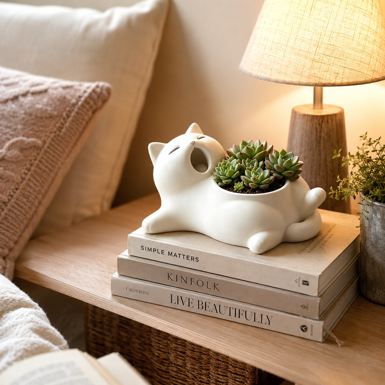 Adorable Cat-Shaped Ceramic Succulent Planter – Cute Indoor Plant Pot for Home, Office, Desk, and Garden Decor