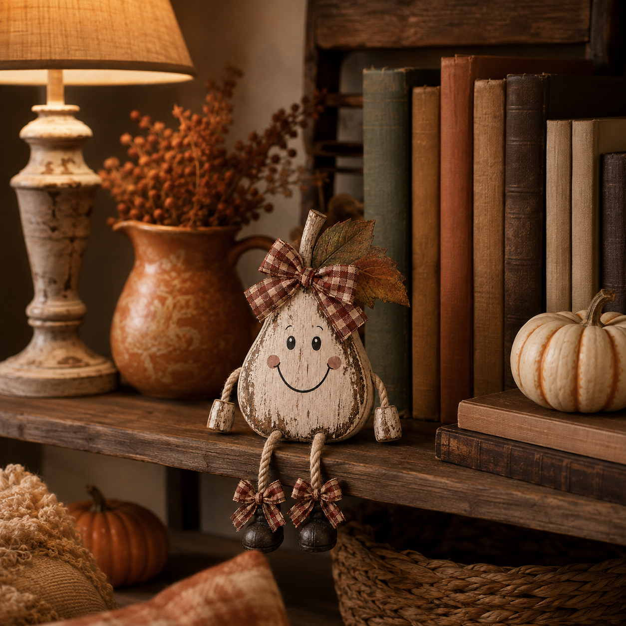Rustic Fall Pear Shelf Sitter