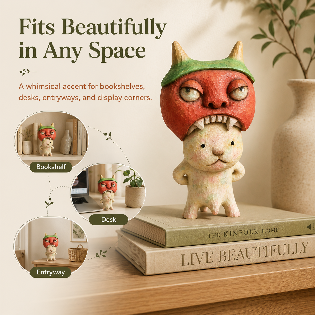 👹 Monster Cat Resin Figurine – Cute & Creepy Statement Décor