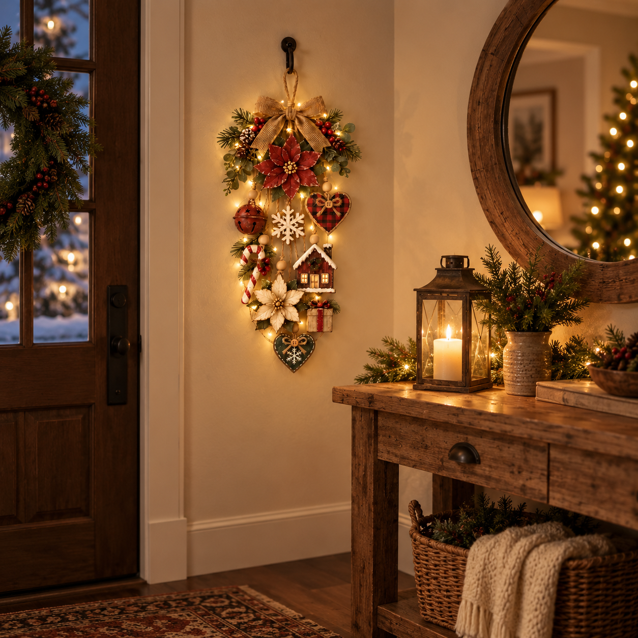 🎄Rustic Lighted Christmas Hanging Wall Decor