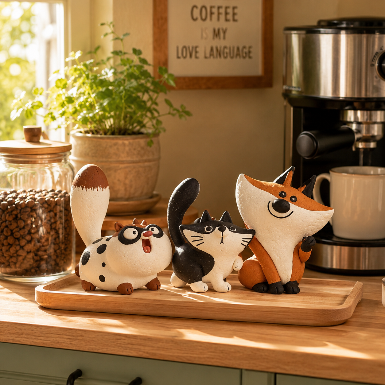 Three Adorable Characters in One Coordinated Set for a Complete and Cheerful Home Display 🐱🦊✨