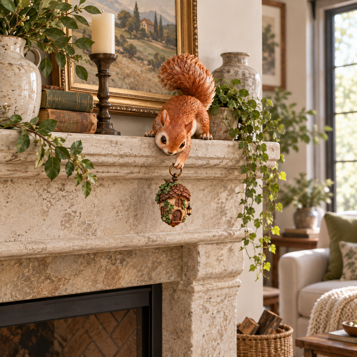 🐿️ Squirrel Hanging Acorn House Decor