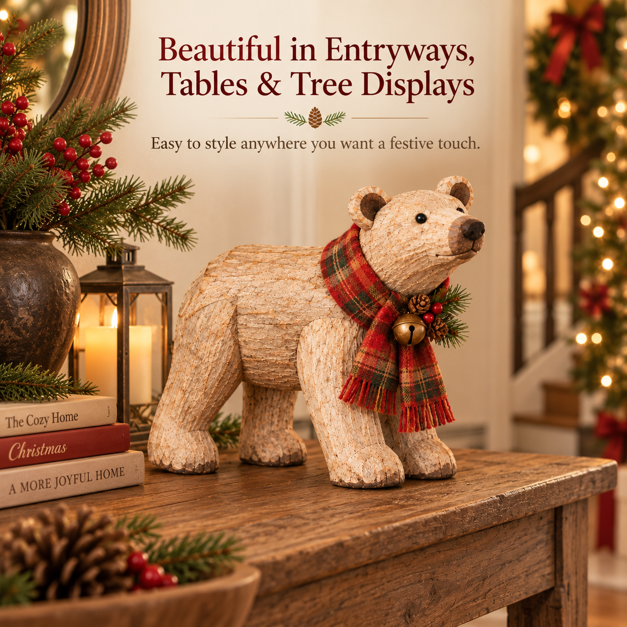 Rustic Christmas Polar Bear Figurine🐻