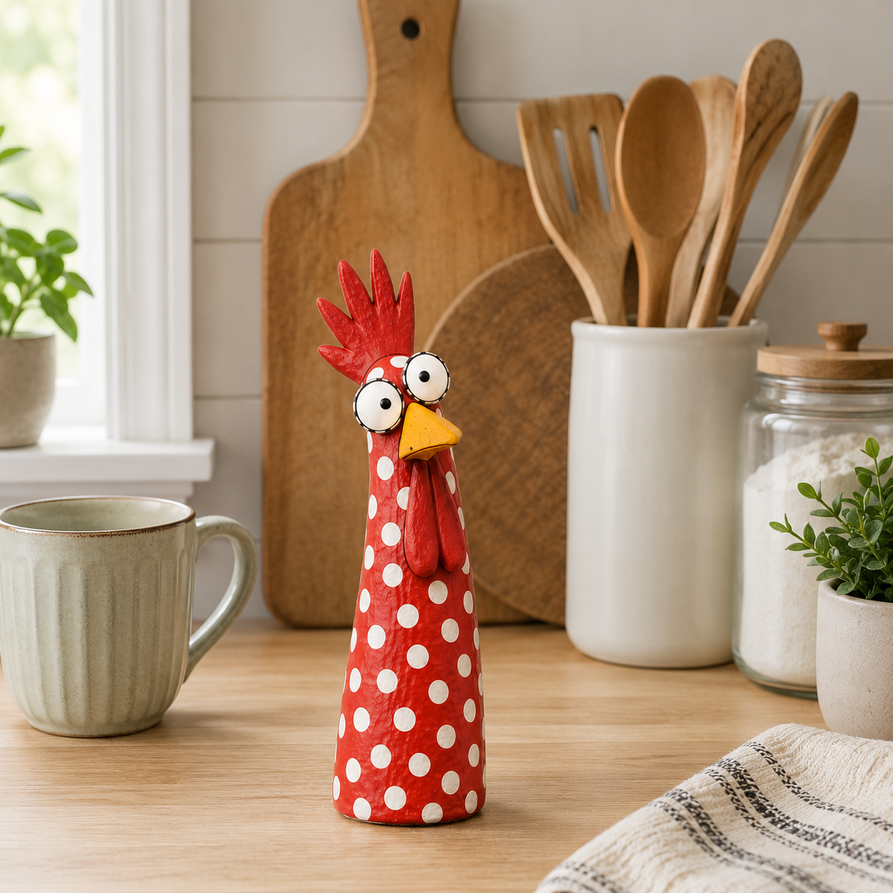 Whimsical Big-Eyed Chicken Resin Figurine 🐔✨