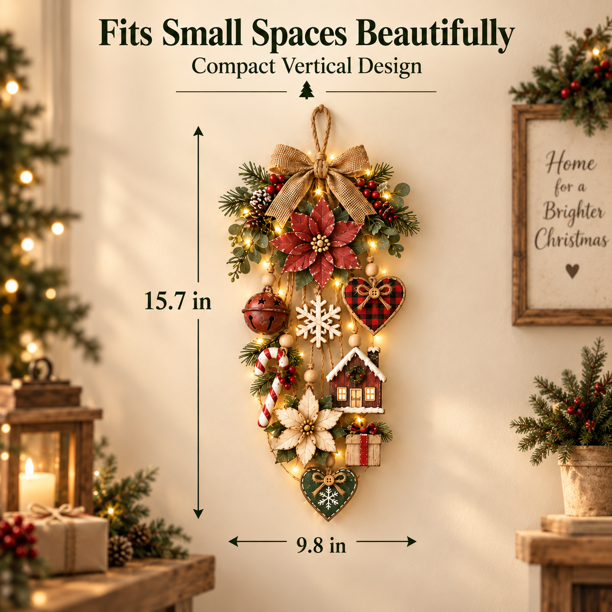 🎄Rustic Lighted Christmas Hanging Wall Decor