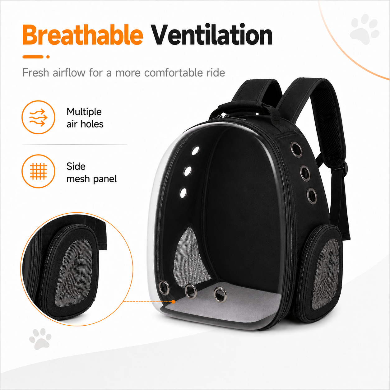Portable Transparent Pet Backpack – Comfortable & Ventilated Pet Travel Bag